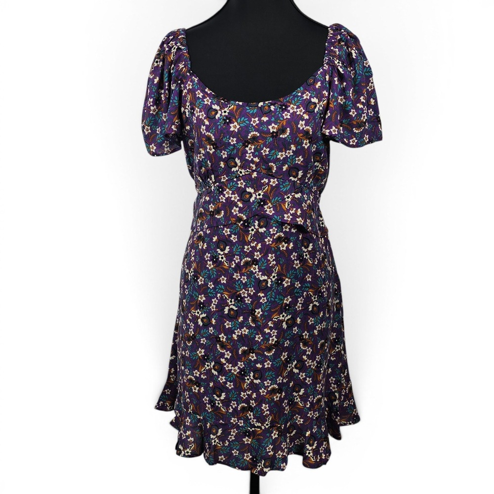 Band of the Free Womens Mini Dress Medium Purple Floral Smocked W3K37548 NEW‎